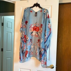 Vince Camuto Blue Floral Swim Coverup